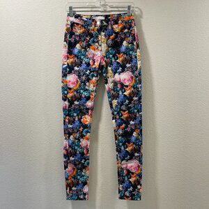 SANDRO PARIS Lo Rise Skinny Jeans Bold Floral (Wearable Art), Pink/Blue - 34/0-2